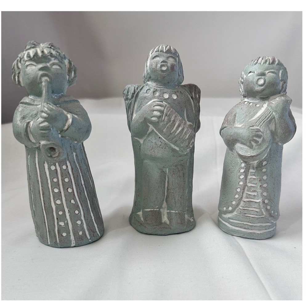 Isabel Bloom set of 3 5 1/2" Stone Angel Musician  Figurines 1980s‎ Signed